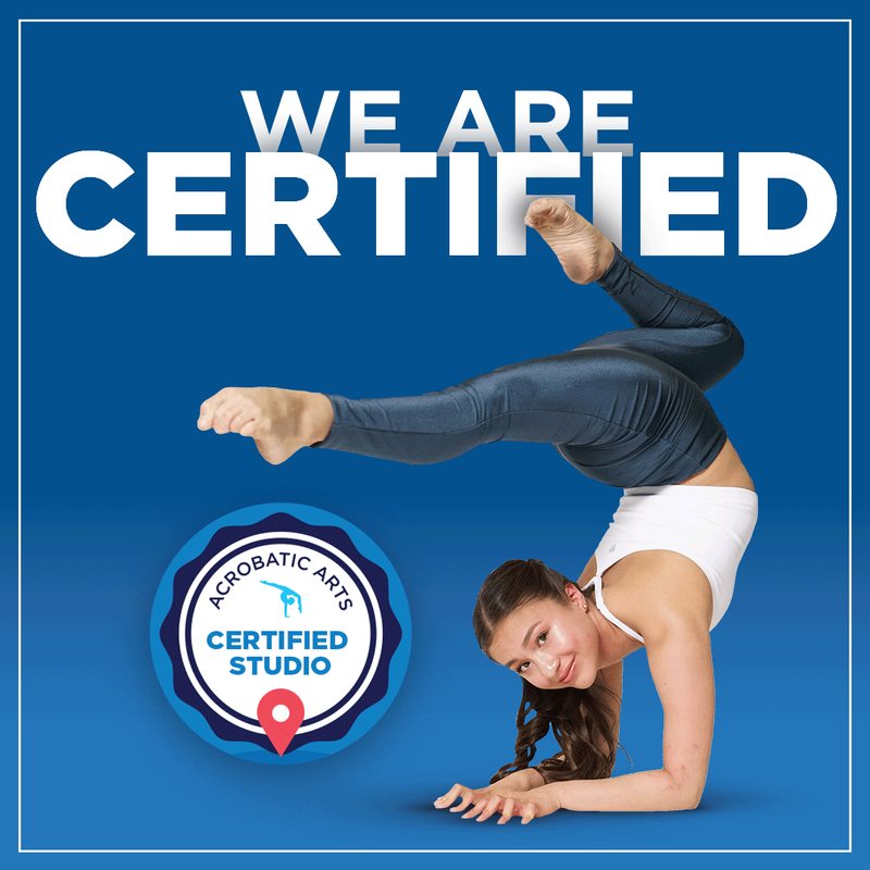 We are certified: Acrobatic Arts Certified Studio